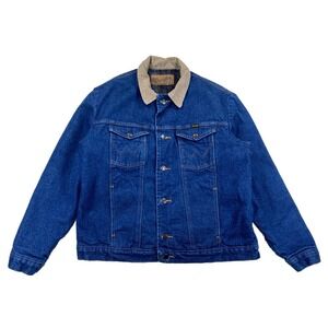 Vintage Wrangler Trucker Jacket Men's Denim Blanket Lined Made in USA Western